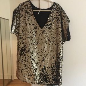 Gorgeous gold sequin Free People mini dress.